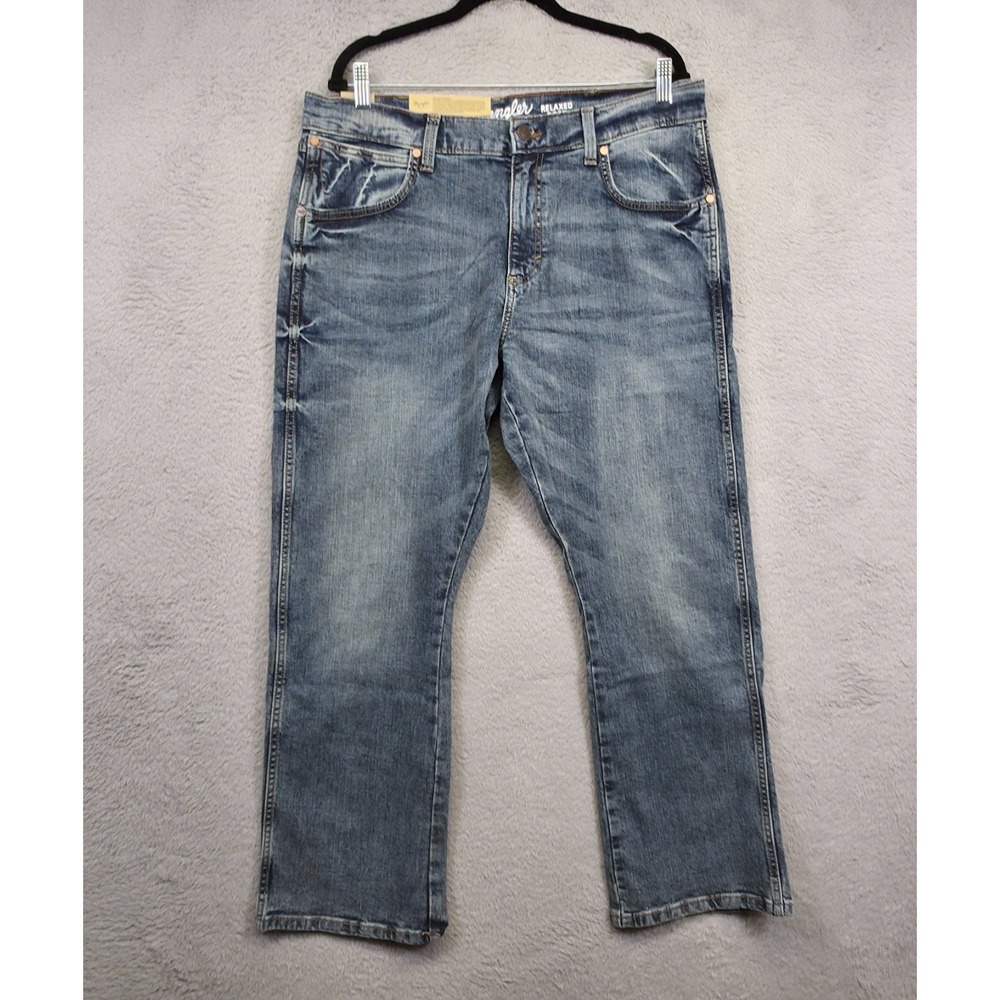 Wrangler Retro Jeans Mens 35x30‎ Blue Relaxed Bootcut Medium Wash Denim Stretch